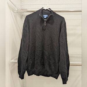 Joseph & Lyman Black Cashmere Zip Quarter Neck Light Sweater